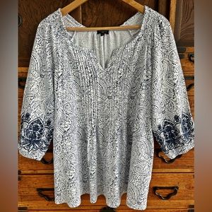 Talbots Peasant Embroidered Tunic Sz 1X